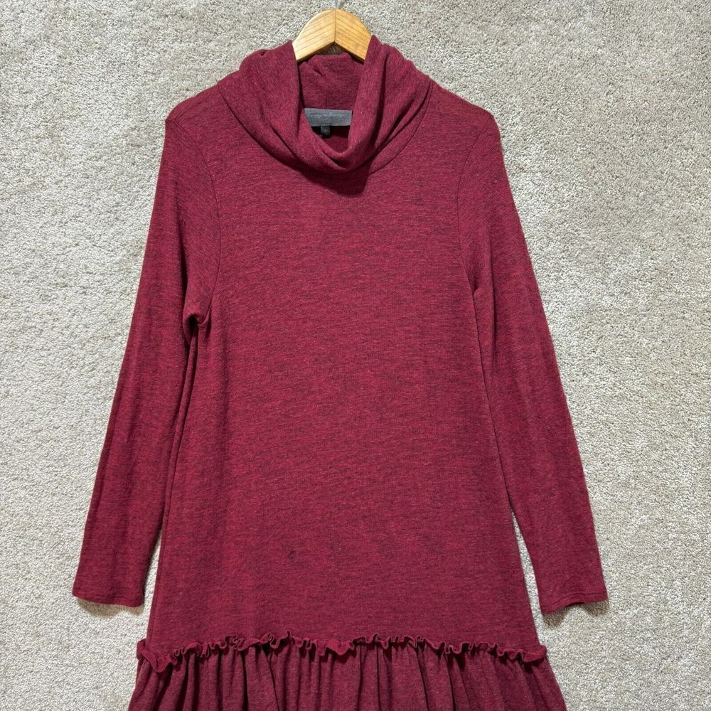 Anthropologie Sunday in Brooklyn Sweater Dress Women's Large Wine ruffle hem NWT - Picture 6 of 16